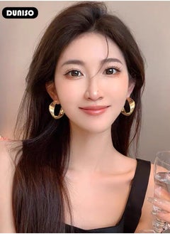 DUNISO Gold Hoop Earrings Set Gold Plated Rounded Lightweight Gold Hoops Hypoallergenic Earrings for Women Girls  - Image 3