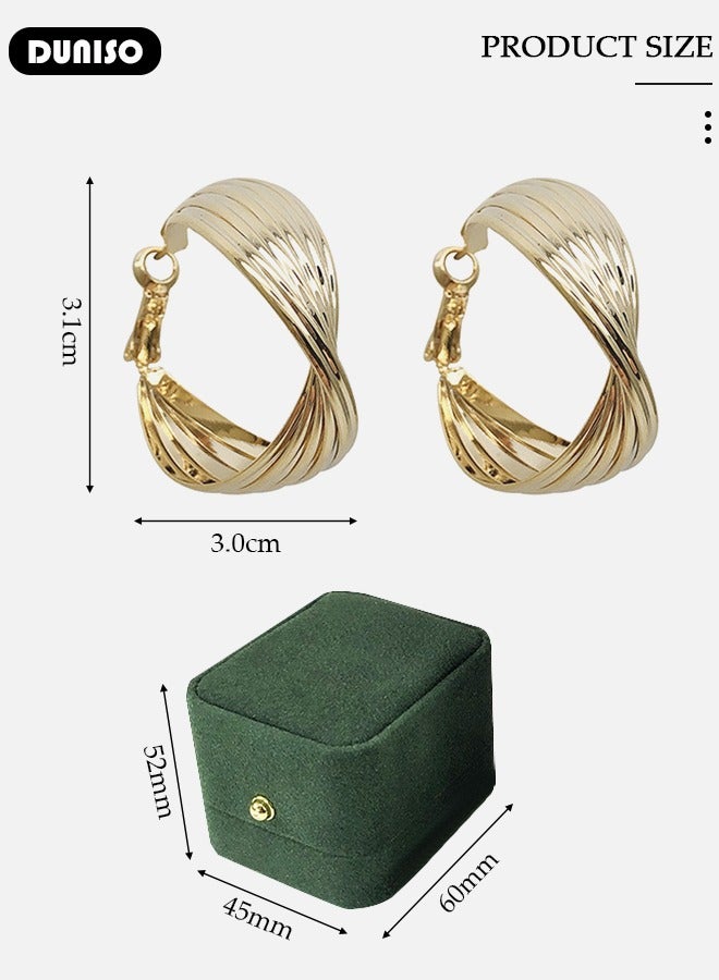 DUNISO Gold Hoop Earrings Set Gold Plated Rounded Lightweight Gold Hoops Hypoallergenic Earrings for Women Girls - Image 4