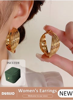 DUNISO Gold Hoop Earrings Set Gold Plated Rounded Lightweight Gold Hoops Hypoallergenic Earrings for Women Girls  - Image 1