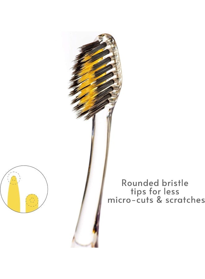 Nanob Manual Toothbrush for Adults with Sensitive Gums Gold Charcoal SoftMedium Bristles Travel Case Pink - Image 5