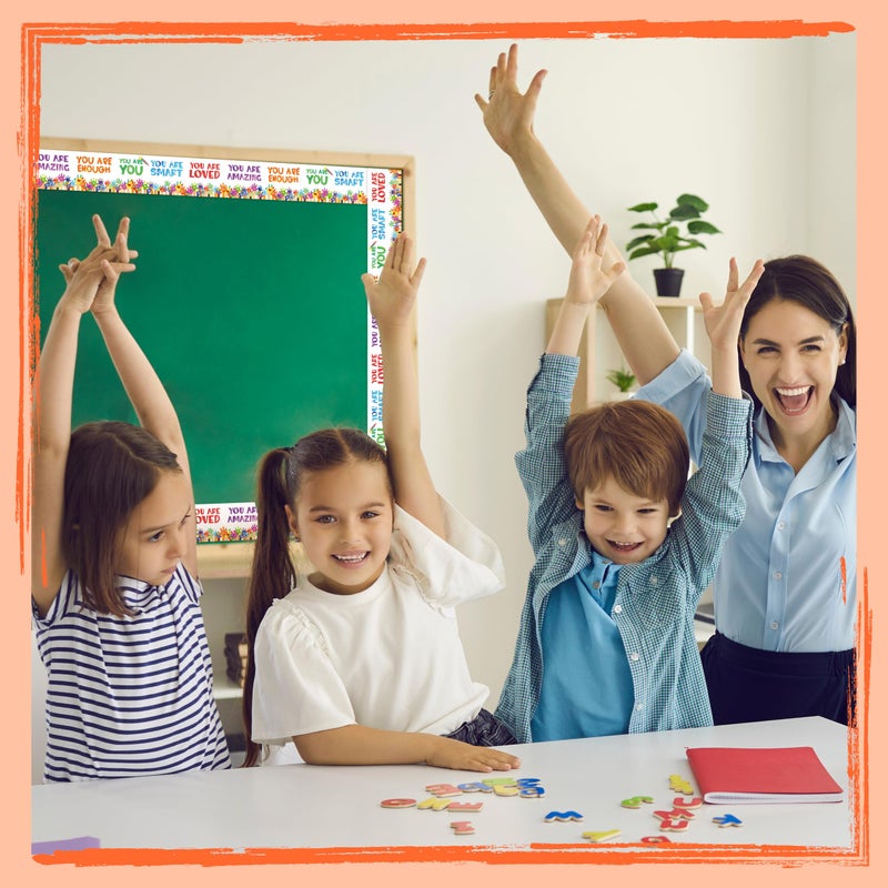 ERKE 60 Feet Bulletin Board Borders, Encouraging Rolled Border Trim Back-to-School Bulletin Board Decoration, Walls, Desks, Windows, Doors, Chalkboards, Whiteboards Decors for School, Classroom & Offices - Image 4