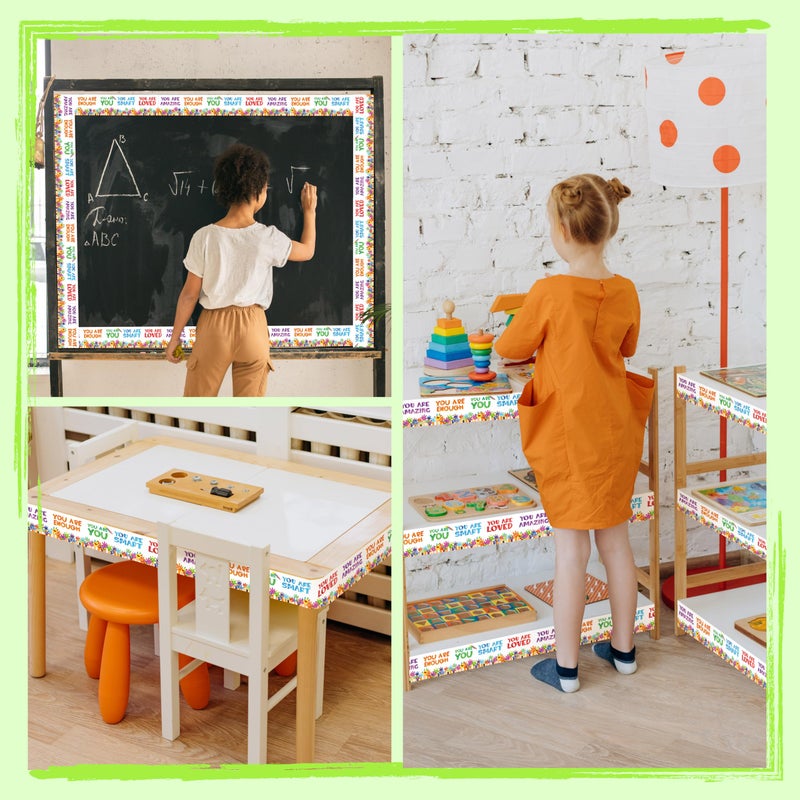 ERKE 60 Feet Bulletin Board Borders, Encouraging Rolled Border Trim Back-to-School Bulletin Board Decoration, Walls, Desks, Windows, Doors, Chalkboards, Whiteboards Decors for School, Classroom & Offices - Image 5