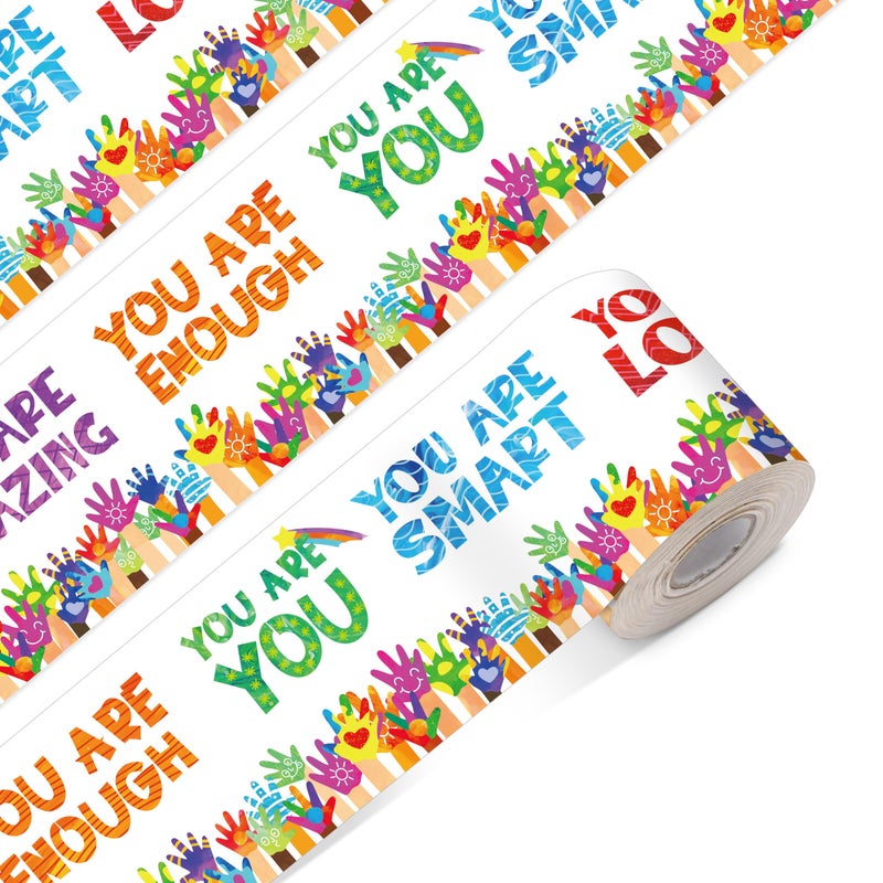 ERKE 60 Feet Bulletin Board Borders, Encouraging Rolled Border Trim Back-to-School Bulletin Board Decoration, Walls, Desks, Windows, Doors, Chalkboards, Whiteboards Decors for School, Classroom & Offices - Image 1
