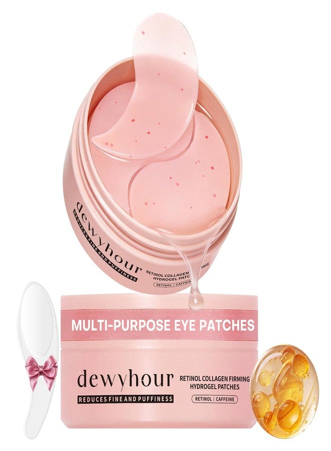 dewyhour Retinol Collagen Firming Hydrogel Patches - Under Eye Patches for Puffy Eyes & Dark Circles, Moisturizing Eye Mask with Caffeine & Hyaluronic Acid, Gentle Korean Skincare