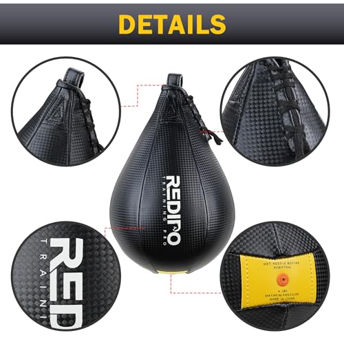 Redipo Boxing Speed Bag - PU Leather Speed Punching Ball - Heavy Duty Hanging Swivel Ball for Gym & MMA Muay Thai Sports Fitness - Punching Dodge Striking Speed Reflex Ball - Image 3