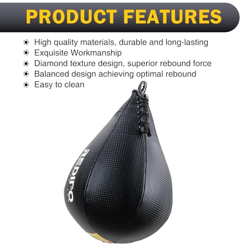 Redipo Boxing Speed Bag - PU Leather Speed Punching Ball - Heavy Duty Hanging Swivel Ball for Gym & MMA Muay Thai Sports Fitness - Punching Dodge Striking Speed Reflex Ball - Image 2