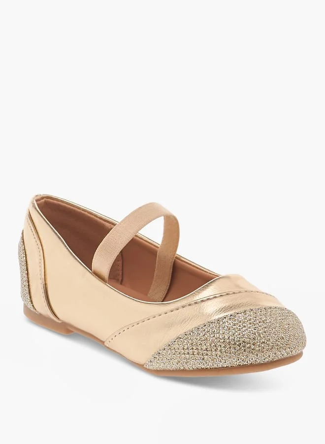 Flora Bella By Shoexpress Girls Textured Ballerina Shoes with Elasticated Strap