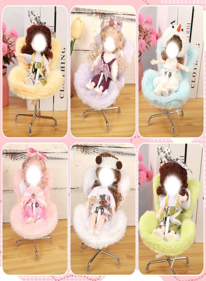 VZZNN 6 Pack Doll Chair Car Seat for Labubu, 15-17cm Dolls Accessories with Air Vent Clip & Desktop Stand, Cute Doll Car Seat for Toys Collection, （Purple, Pink, White,Green,Yellow,Blue） - Image 5