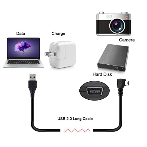 chenyang Mini USB Cable USB 2.0 Male to Mini USB 5 Pin Male 90 Degree Down Angled Charging Data Transfer Extension Cable 0.5M - Image 2