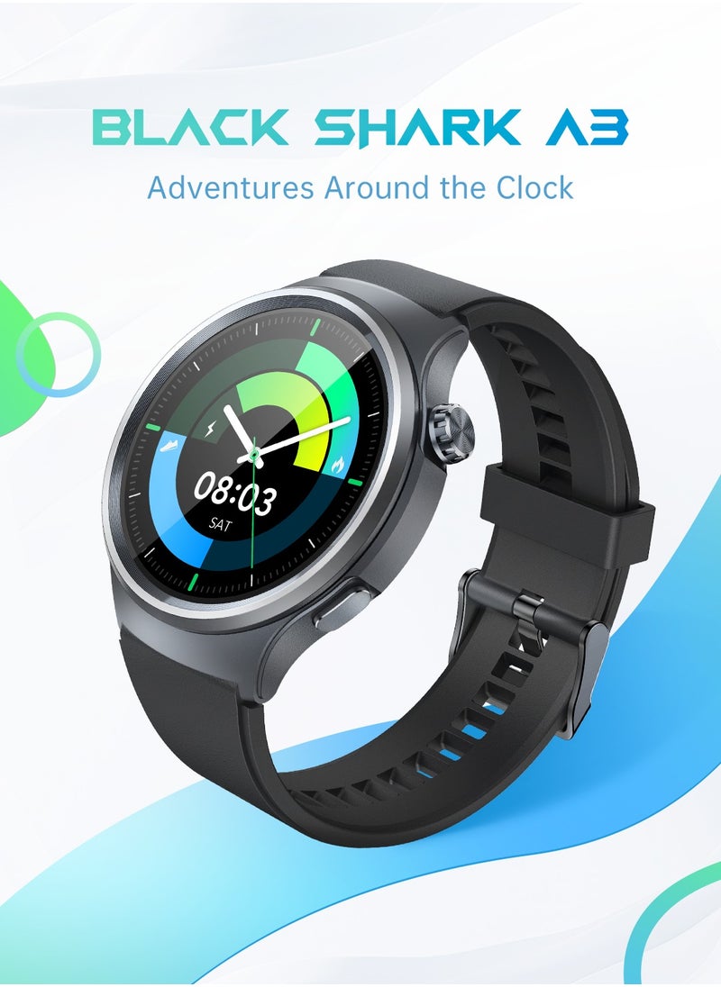 BLACK SHARK A3 Sports Smart Watch 1.53 Inch Display,14 Days Regular Use Battery Life, Over 240 Stylish Watch Faces, Stable Dual Bluetooth Connection, 3ATM Water and Sweat Resistance, 120 Sports Modes A3 - Black  - Image 3