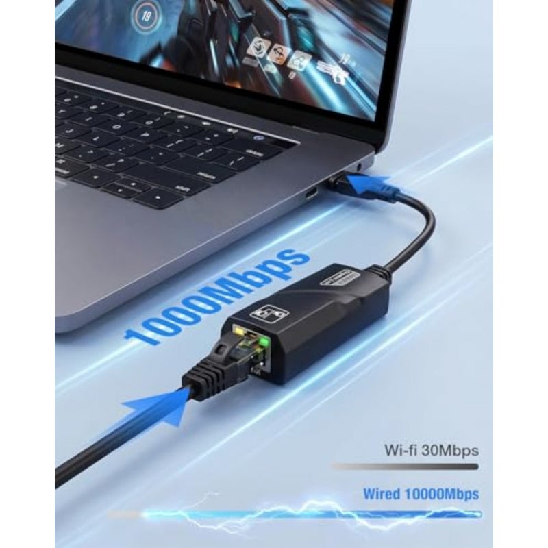 USB 3.0 to Gigabit Ethernet RJ45 Network Adapter Stable 1000Mbps high-speed wired LAN converter, works with MacBook, Windows, Linux, Switch, laptops and desktops - Image 2