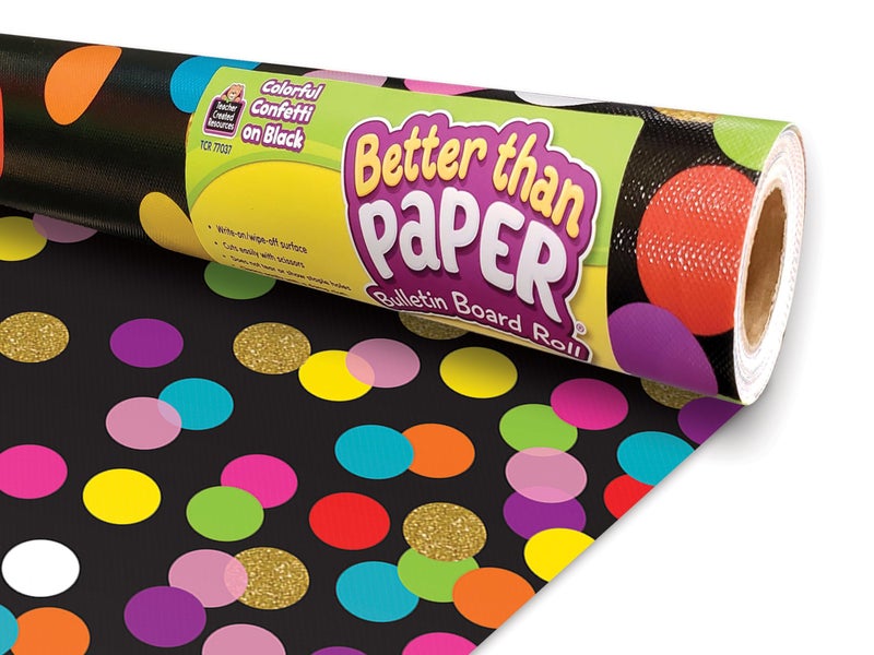 Teacher Created Resources Colorful Confetti on Black Better Than Paper Bulletin Board Roll (TCR77037) - Image 1