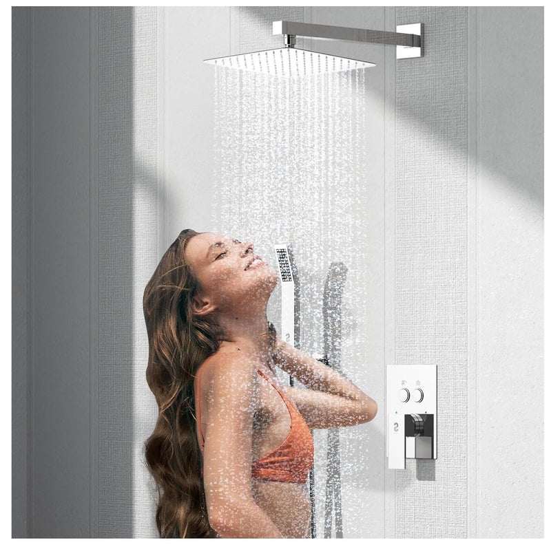 CLINTON دش علوي من الفولاذ المقاوم للصدأ 304 بتصميم أنيق للغاية مع ذراع دش ثقيل وحافة جدارية | دش مطري للحمام (كروم، 6 بوصة دش 18 بوصة ذراع) - Image 1