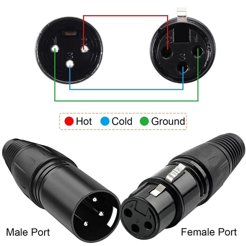 Device Of Urban Infotech موصلات XLR، موصل ذكر 3 دبابيس وموصل أنثى 3 دبابيس XLR لمدخل الصوت للميكروفون لزيادة التوصيل وتقليل الضوضاء (عبوة من 10) - Image 4