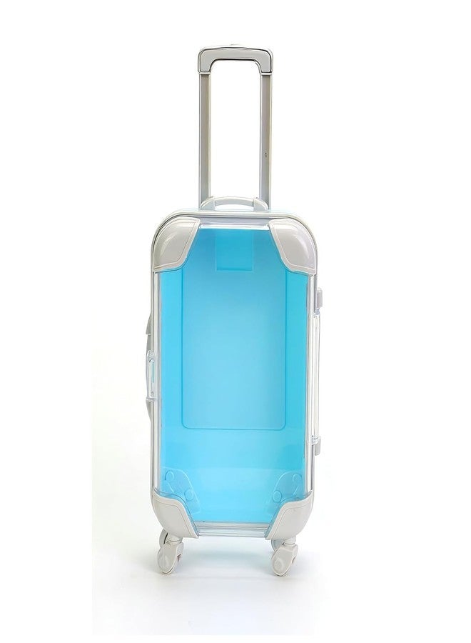 TROFFLLY Toy Suitcase for Kids Pretend Play Travel with Rolling Wheels, Handle Luggage Role for Boys & Girls and use for Mini Trolley Suitcase Candy Box for Lashes and Candy (Sky Blue) - Image 1