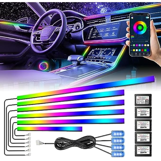 Amki Dreamcolor Acrylic Interior Led Strip Light Neon Light With Wireless App Control 10 In 1 SubControl Ambient Light Kit Accessories With Diy And Music Mode 16 Million Colors - Image 1