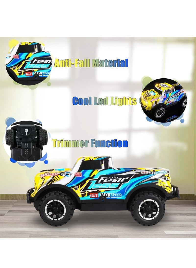 إسكدنيا سيارة تحكم عن بعد، ألعاب سيارة مضيئة بالتحكم عن بعد، سيارة سباق للطرق الوعرة قابلة لإعادة الشحن مع أضواء LED، لعبة نموذج سيارة عالية السرعة للأطفال الأولاد والبنات، (قطعة واحدة، أخضر، تصميم 2) - Image 4