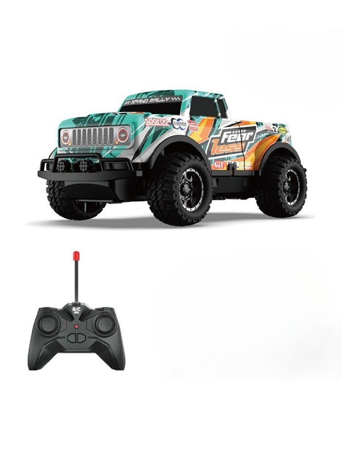 إسكدنيا سيارة تحكم عن بعد، ألعاب سيارة مضيئة بالتحكم عن بعد، سيارة سباق للطرق الوعرة قابلة لإعادة الشحن مع أضواء LED، لعبة نموذج سيارة عالية السرعة للأطفال الأولاد والبنات، (قطعة واحدة، أخضر، تصميم 2) - Image 1