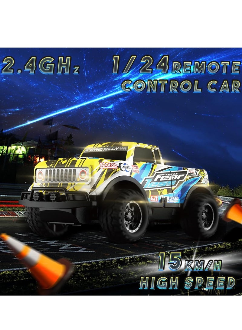 إسكدنيا سيارة تحكم عن بعد، ألعاب سيارة مضيئة بالتحكم عن بعد، سيارة سباق للطرق الوعرة قابلة لإعادة الشحن مع أضواء LED، لعبة نموذج سيارة عالية السرعة للأطفال الأولاد والبنات، (قطعة واحدة، أخضر، تصميم 2) - Image 2