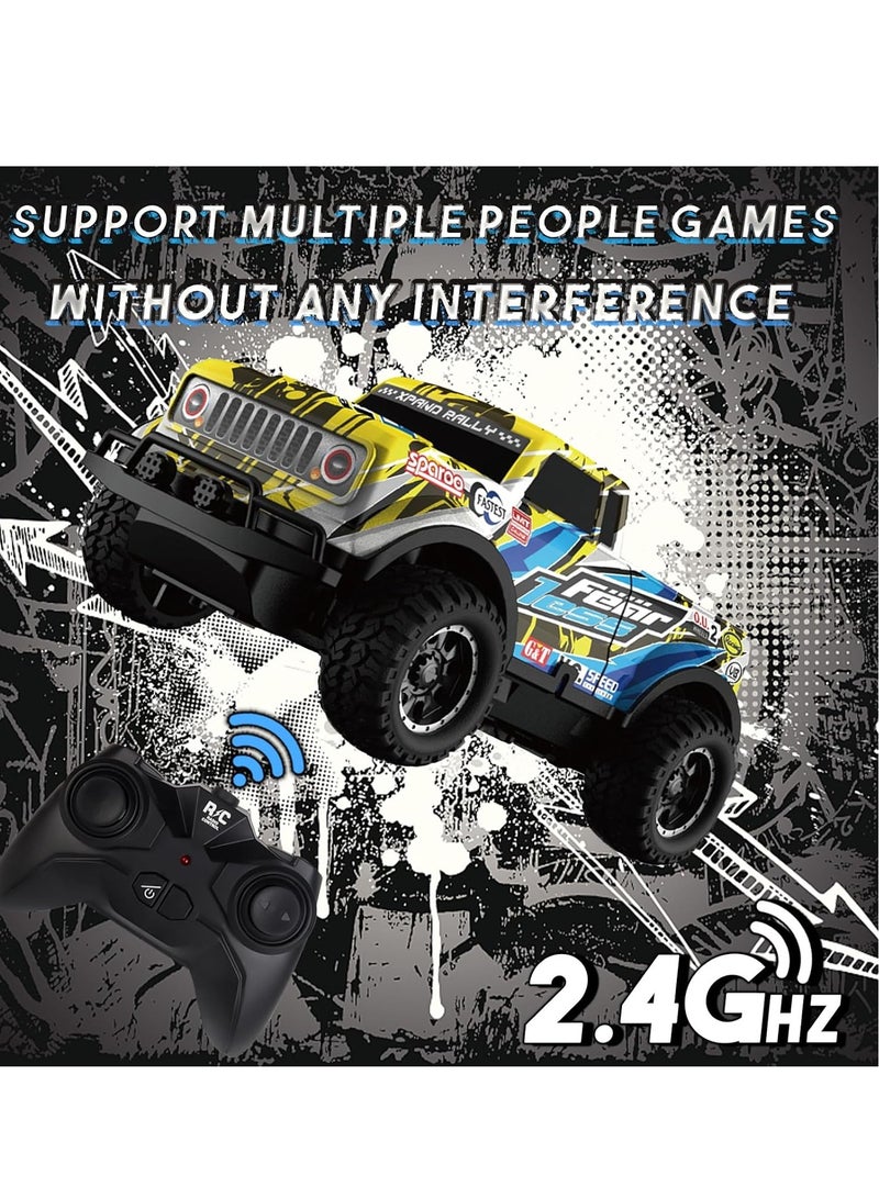 إسكدنيا سيارة تحكم عن بعد، ألعاب سيارة مضيئة بالتحكم عن بعد، سيارة سباق للطرق الوعرة قابلة لإعادة الشحن مع أضواء LED، لعبة نموذج سيارة عالية السرعة للأطفال الأولاد والبنات، (قطعة واحدة، أخضر، تصميم 2) - Image 3