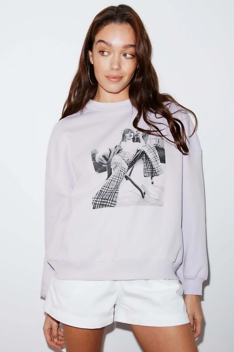 جريميلانج Sketch Oversize Lilac Sweatshirt