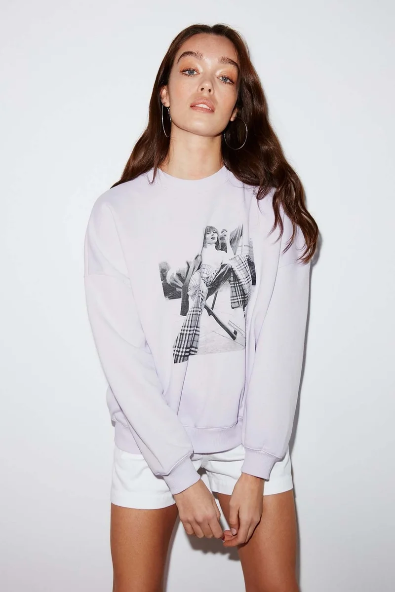 جريميلانج Sketch Oversize Lilac Sweatshirt