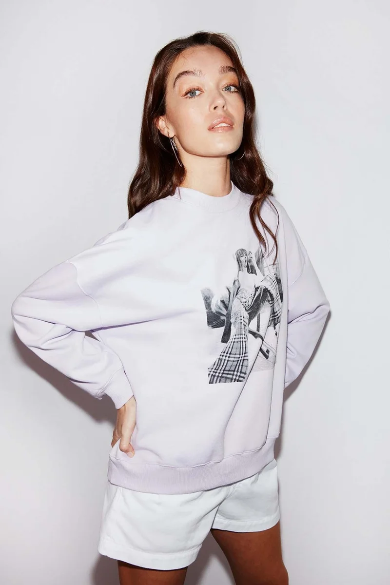 جريميلانج Sketch Oversize Lilac Sweatshirt