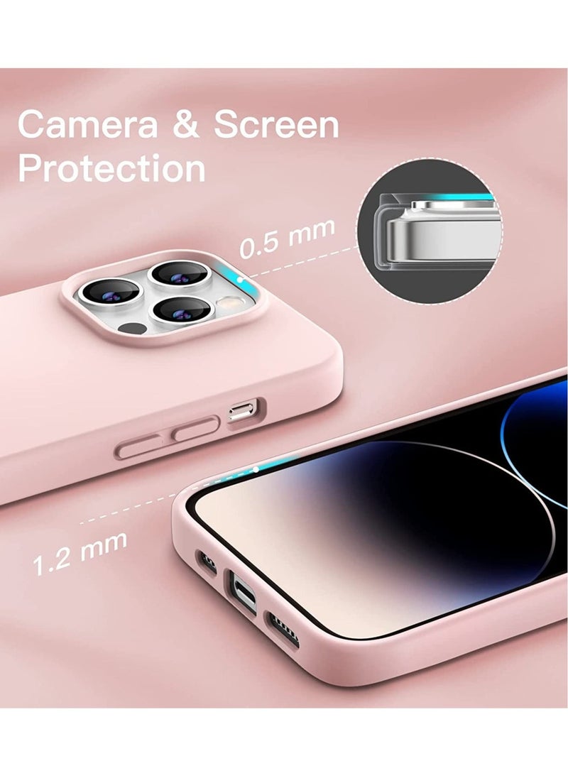 Raxoom Silicone Case for iPhone 14 Pro Max 6.7-inch, Silky-Soft Touch Full-Body Protective Phone Case, Shockproof Cover with Microfiber Lining (Pink) - Image 1