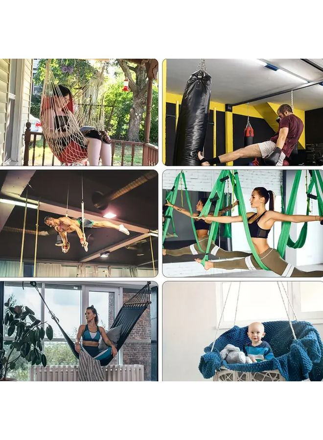 2pcs Heavy Duty 180 Degree Rotating Ceiling Hooks 992LB Load Capacity Hammock Hanging Kit - Image 3