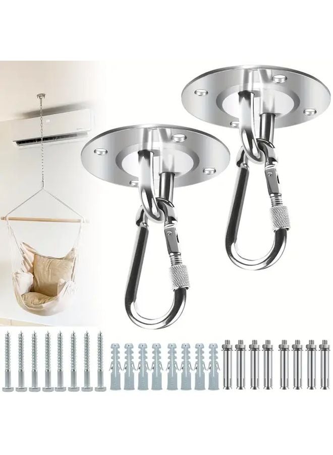 2pcs Heavy Duty 180 Degree Rotating Ceiling Hooks 992LB Load Capacity Hammock Hanging Kit - Image 1