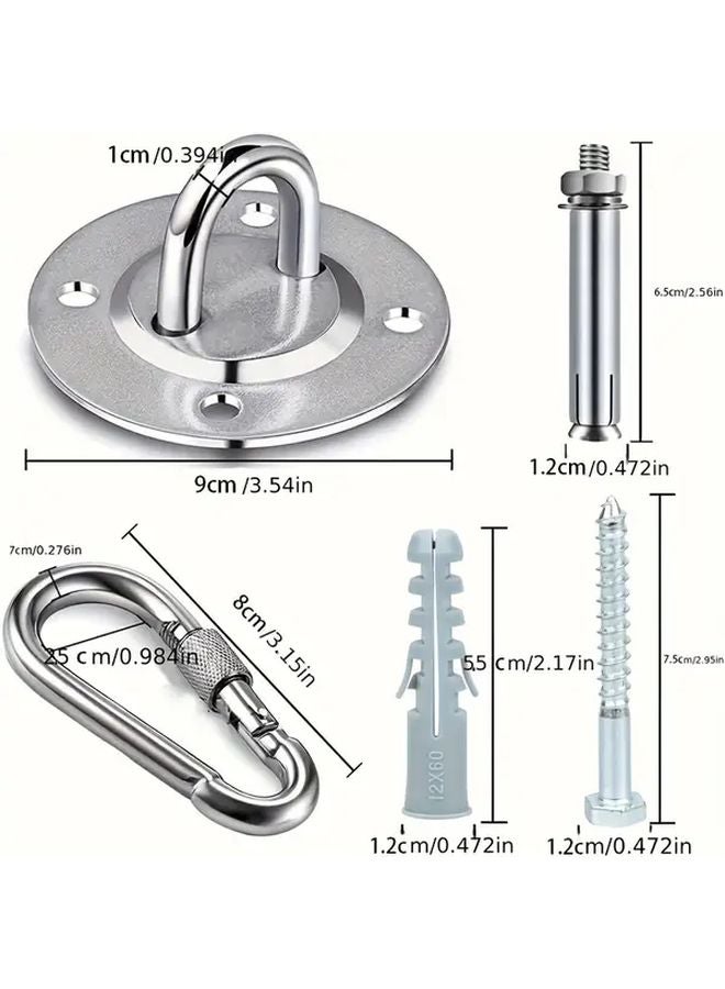 2pcs Heavy Duty 180 Degree Rotating Ceiling Hooks 992LB Load Capacity Hammock Hanging Kit - Image 4