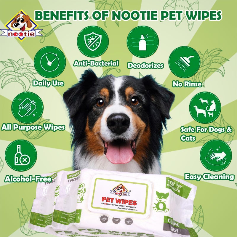 Nootie Anti Bacterial Pet Wet Wipes for Dogs,Paw Cleaning, and Daily Care Natural Extracts & Actives 15"x 20" 100 Wipes (Pack of 2) - Image 4