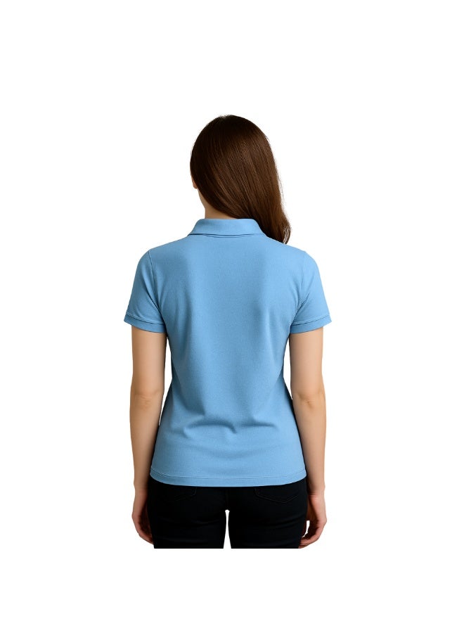 برينت شوب فور مي تي شيرت بولو جولف نسائي بقصّة عادية وأكمام قصيرة من القطن الخالص، 220 جرام لكل متر مربع، ألوان أساسية - Image 4