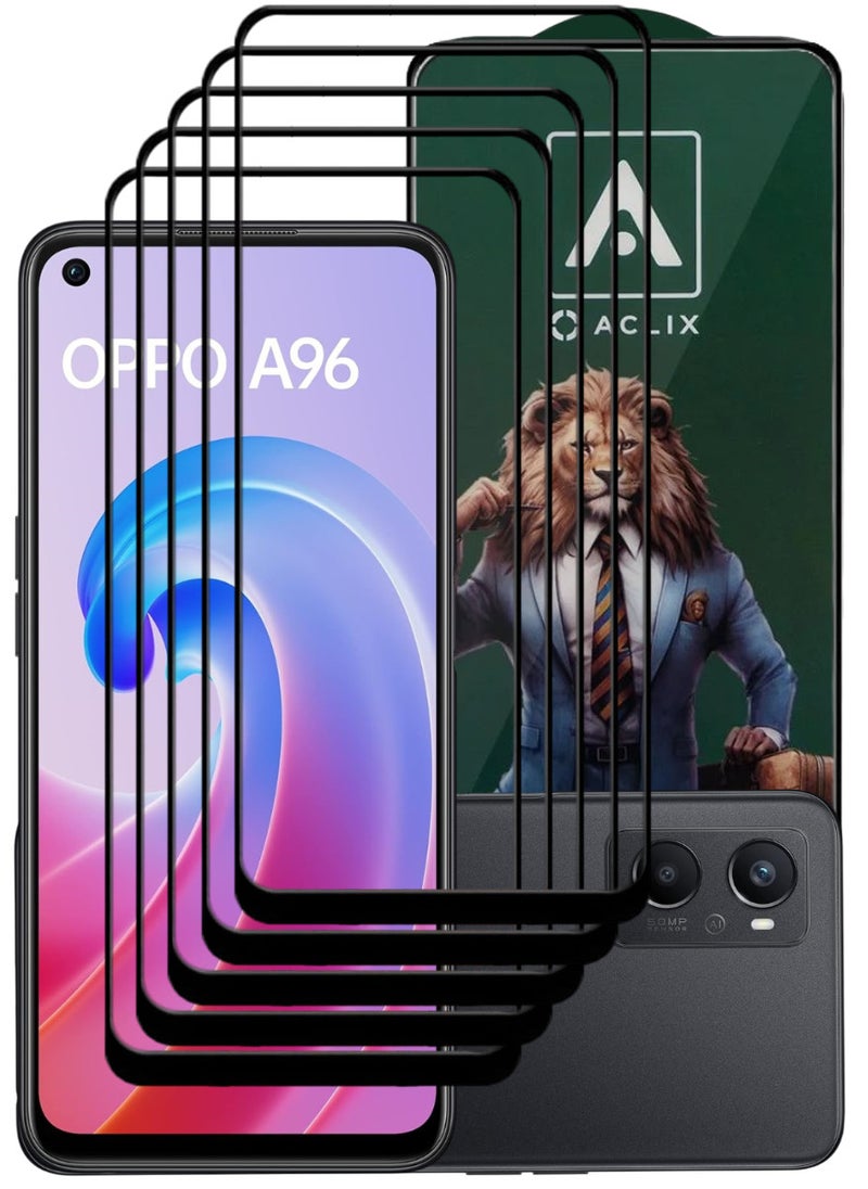 ACLIX 5 Pieces Antistatic ESD Dustproof Premium Quality High Definition Tempered Glass Screen Protector Designed For Oppo A96 - Image 1