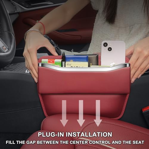 HOLDCY Car Seat Gap Filler Organizer - Leather Console Side Pocket Seat Storage - Stylish and Practical Car Accessories for Cars,SUV,Truck (Red - 1 Pack) - Image 5