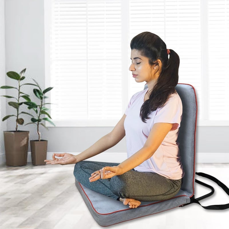 Kawachi Folding Relaxing Buddha Yoga Meditation Chair Back Support Reading Floor Chair i113Grey 1 Pcs - Image 1