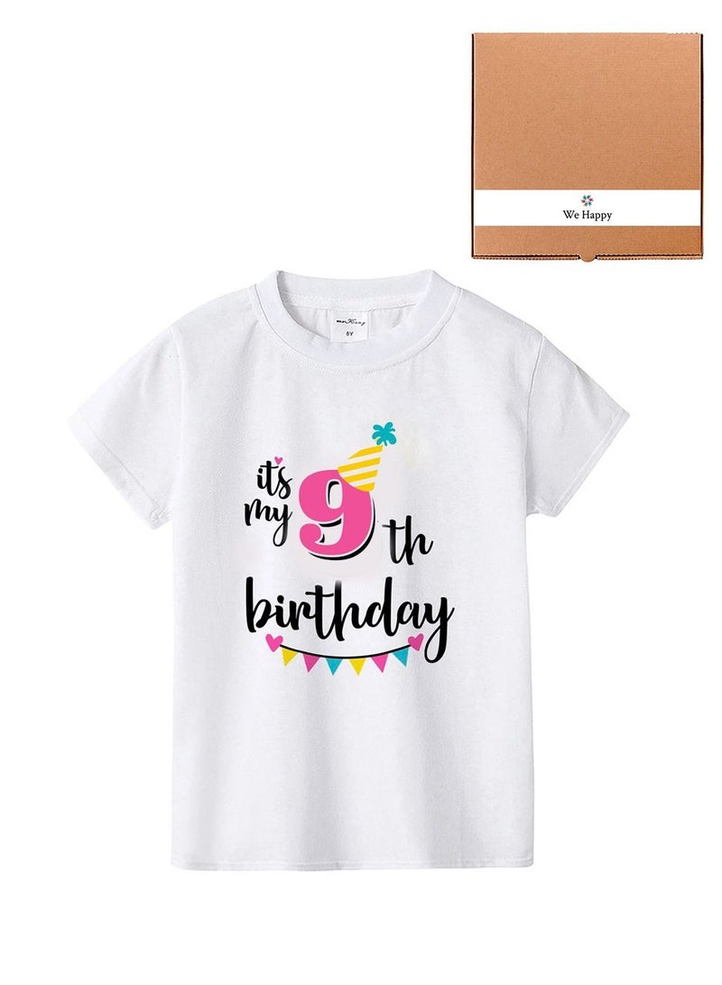 We Happy It's My 9th Birthday Printed Kids Lovely Cotton T-Shirt - Image 1