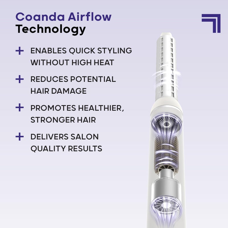 Sharper Image Revel Airflow Styler, 6-in-1 Hair Wrap Styling Tool, Curling Iron Wand, Detangler & Ionic Hair Dryer, Volumizing & Smoothing Hot Air Brush, Straight/Curly Hair Products, Beach Wave Curl - Image 5