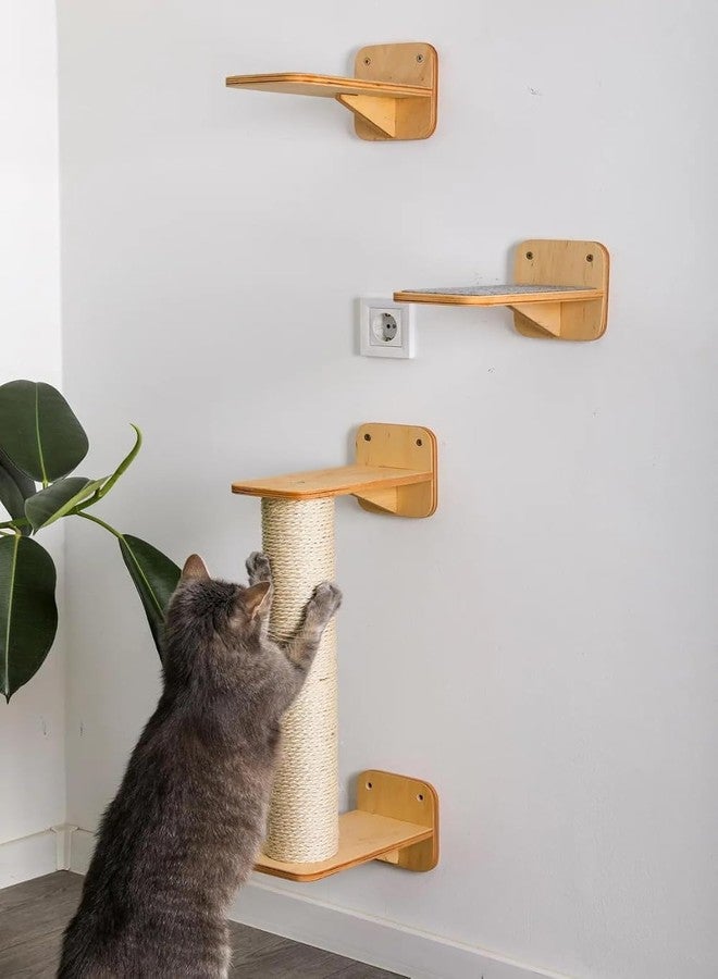 Keebori Wall Mounted Cat Shelves,Wooden Floating Climbing Wall,Wall Steps, Corner Perch Bed with Cushion & Scratching Post, Modern Vertical Playground Gym for Indoor Large,by KEEBORI - Image 5