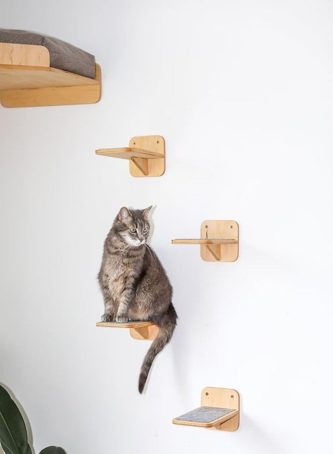 Keebori Wall Mounted Cat Shelves,Wooden Floating Climbing Wall,Wall Steps, Corner Perch Bed with Cushion & Scratching Post, Modern Vertical Playground Gym for Indoor Large,by KEEBORI - Image 3