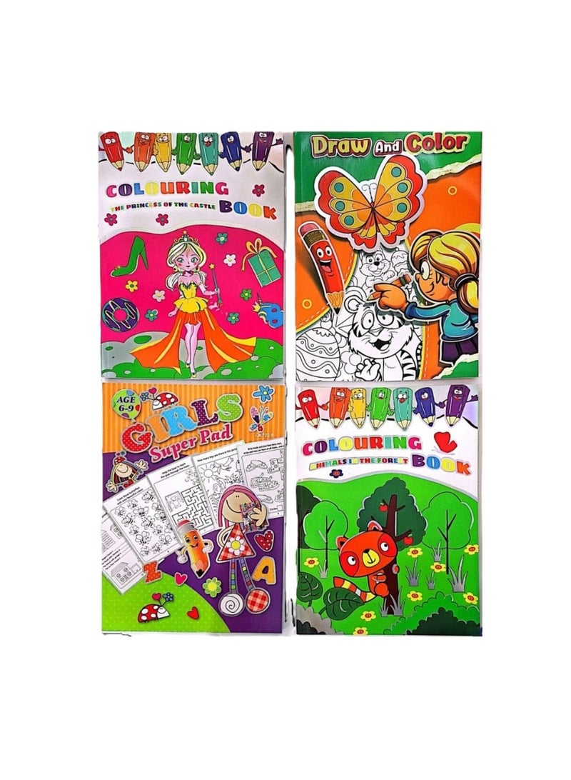 ARCO STORE Children's Coloring & Activity Book Set - Princess, Animals, Draw & Color, Super Pad (4 Books) - Image 3