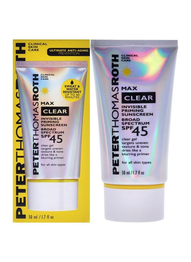 PETER THOMAS ROTH Peter Thomas Roth | Max Clear Invisible Priming Sunscreen Broad Spectrum SPF 45 | Makeup Primer with SPF, Water-Resistant Sunscreen Gel with Silky Finish, 1.7 fl. oz.  - Image 1