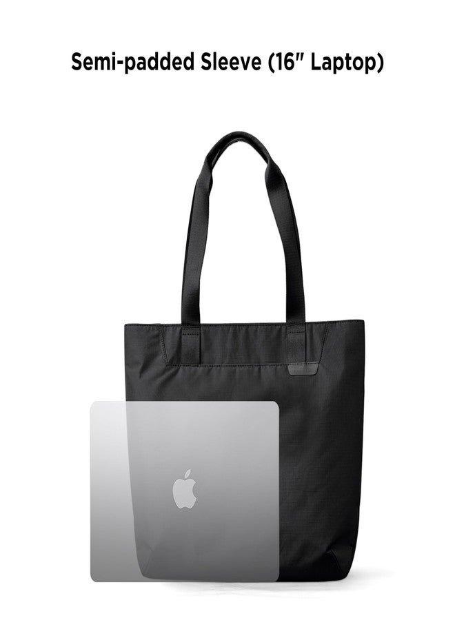 ALPAKA Elements Tote 20 L - Spacious Interior Tote Bag with Foldable,Semi-padded Sleeve fits 16" Laptop, Built In Bottle Pocket,Magnetic Closure,Waterproof Fabric,Carabiner Loops,Black Axoflux 210D - Image 2