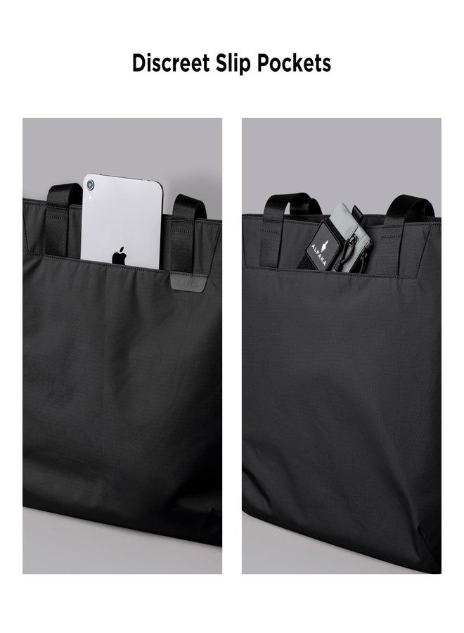 ALPAKA Elements Tote 20 L - Spacious Interior Tote Bag with Foldable,Semi-padded Sleeve fits 16" Laptop, Built In Bottle Pocket,Magnetic Closure,Waterproof Fabric,Carabiner Loops,Black Axoflux 210D - Image 5