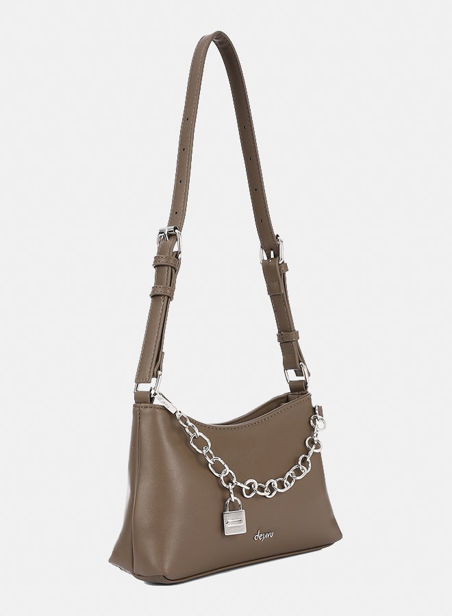 ديجافو حقيبة كتف بسحاب بسلسلة زخرفية - للنساء - Image 2