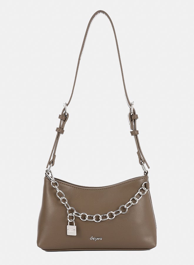 ديجافو حقيبة كتف بسحاب بسلسلة زخرفية - للنساء - Image 1