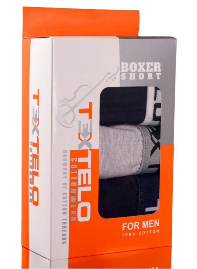 Textelo Men's boxer shorts Briefs Waistband Trunks Pack of 3 Black Navy Grey - Image 2