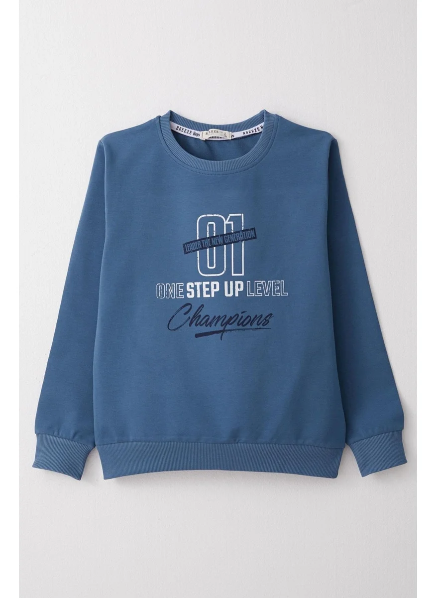 Breeze Boy's Sweatshirt Text Printed 4-8 Years, Indigo