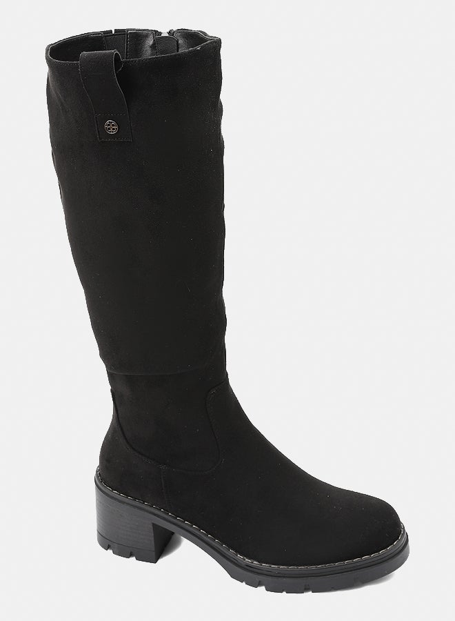 Dejavu Shoes GER-DVTX-009 Knee High Suede Full Zipper Closure Black Boot  For Women - Image 1