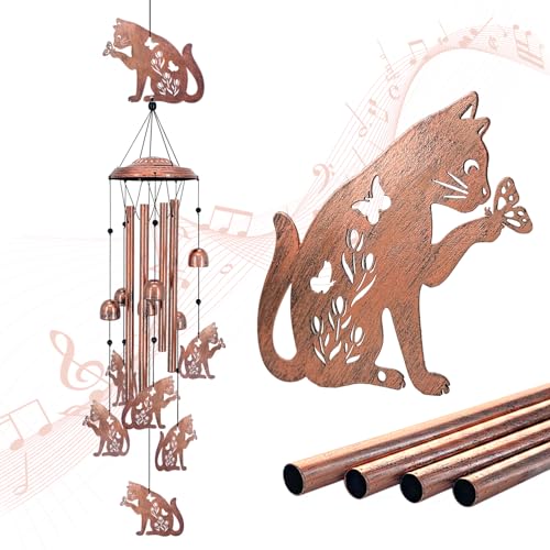 EZTZEN Cat Wind Chimes for OutsideCat Gifts for WomenMenSympathy GiftMemorialFestival Birthday Gifts Metal windchimes OutdoorsIndoorsPatioGarden DecorYard DecorPorch - Image 1